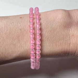 Pink glow in the dark bracelet handmade memory wire one size